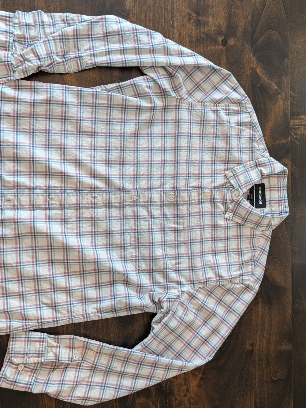 Bonobos Men’s White Plaid Button-Down Shirt